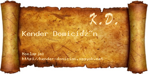 Kender Domicián névjegykártya